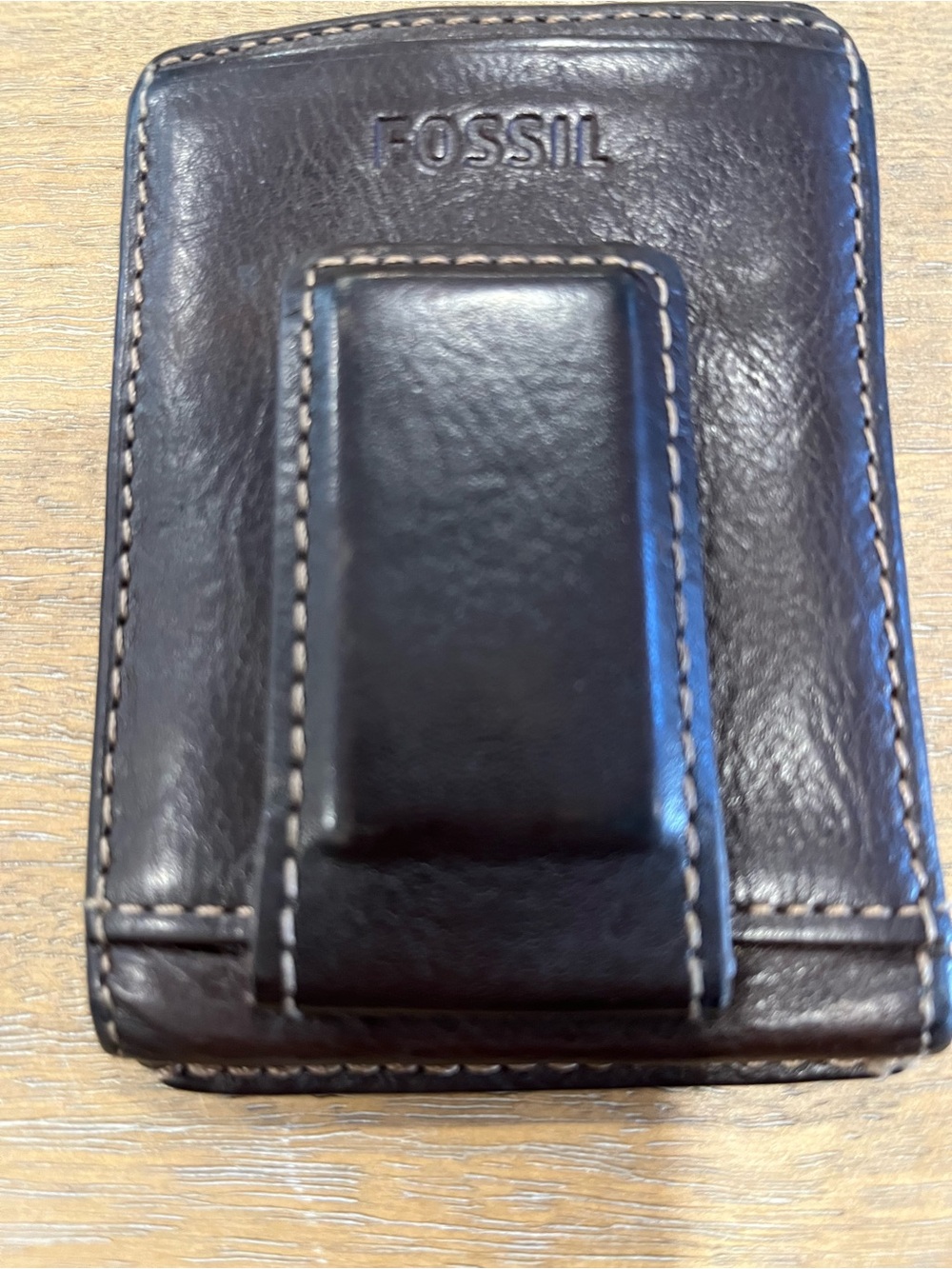 Fossil Dark Brown Leather Money Clip